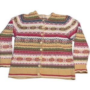 Tiara International Cardigan Sweater Women Pastel Fair Isle Cute Spring Easter M